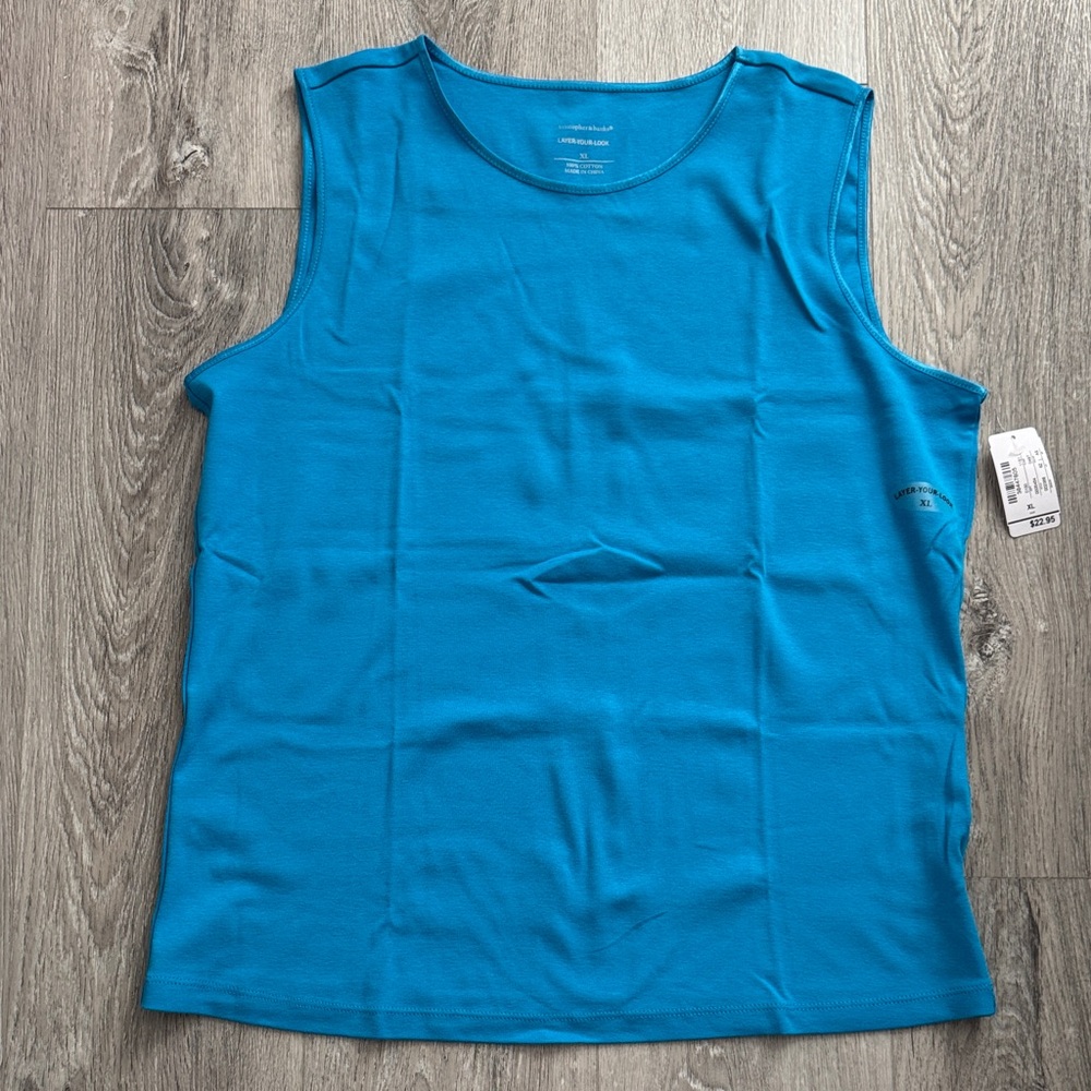 NWT Christopher & Banks Layer Your Look Teal Tank Top Size XL 100% cotton